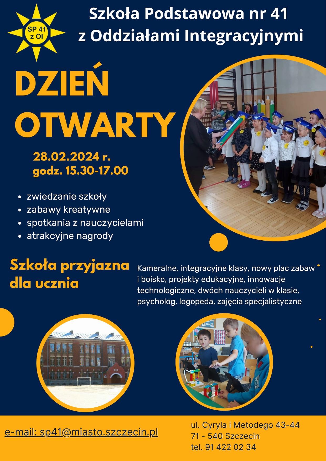 Plakat informujący o dniu otwartym szkoły