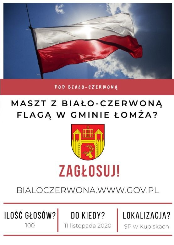 Maszt z biało-czerwoną flagą dla SP w Kupiskach? Zagłosuj! - Obrazek 1