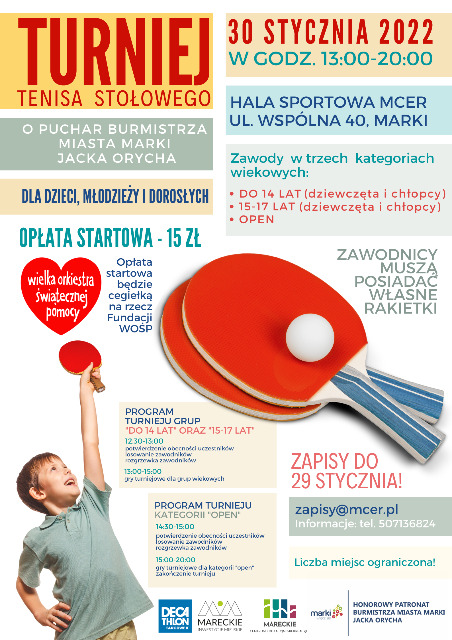 Plakat o turnieju tenisa stołowego