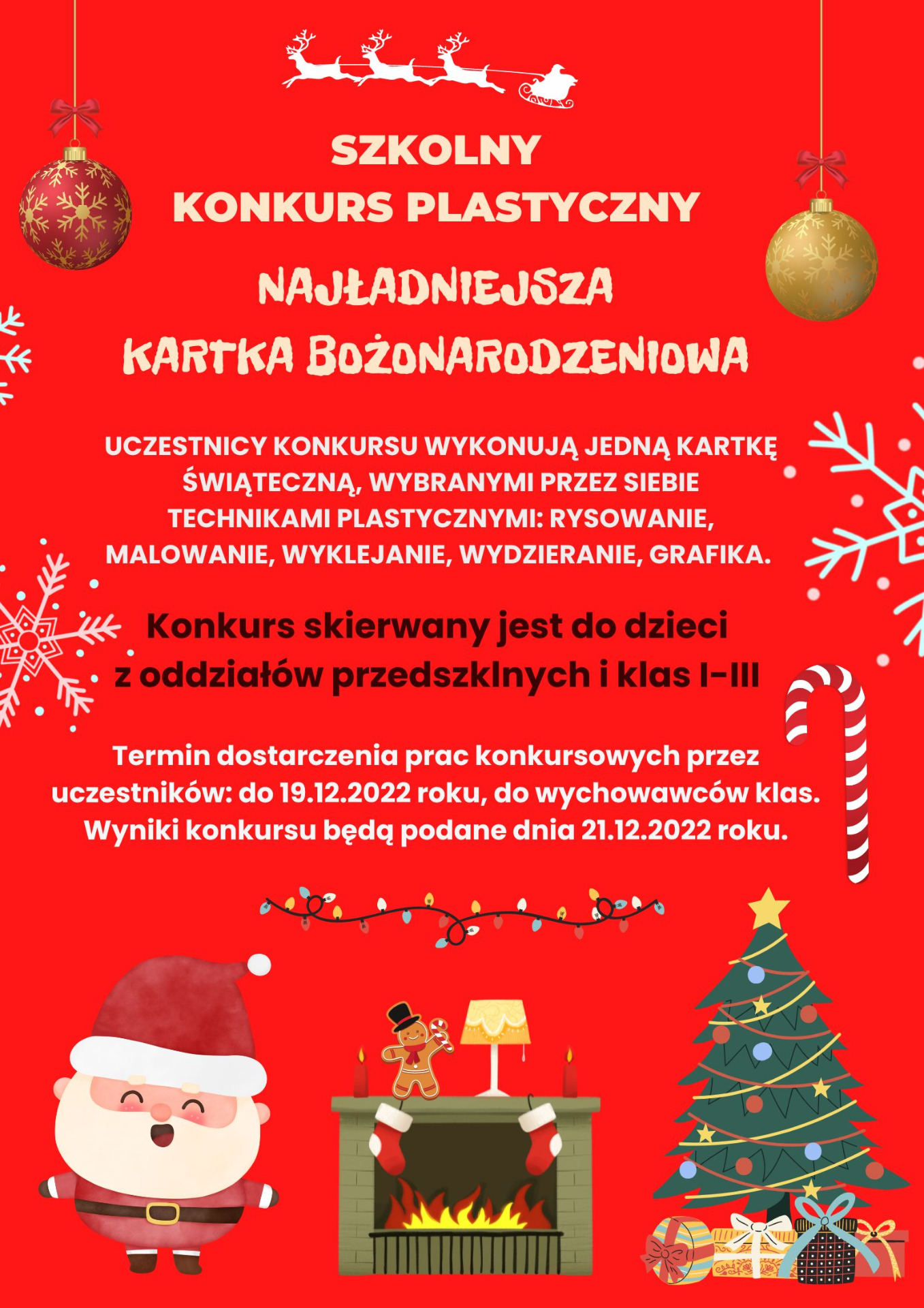 Szkolny Konkurs Plastyczny pt."Najładniejsza Kartka Bożonarodzeniowa" - Obrazek 1