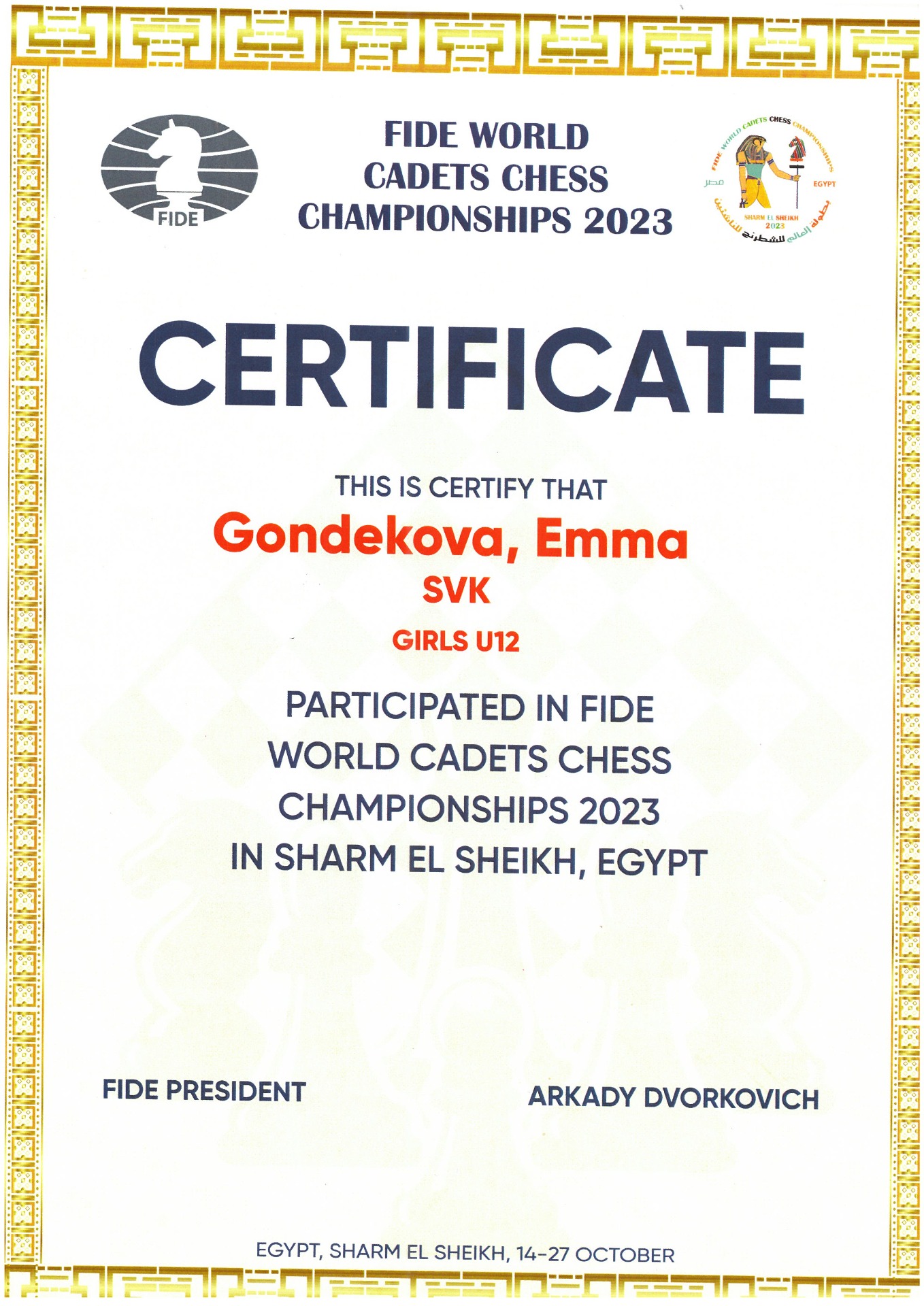 Emma na majstrovstvách sveta v Egypte - Obrázok 4