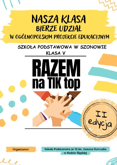 Ogólnopolski Projekt Edukacyjny "RAZEM na TIK top"  - Obrazek 1