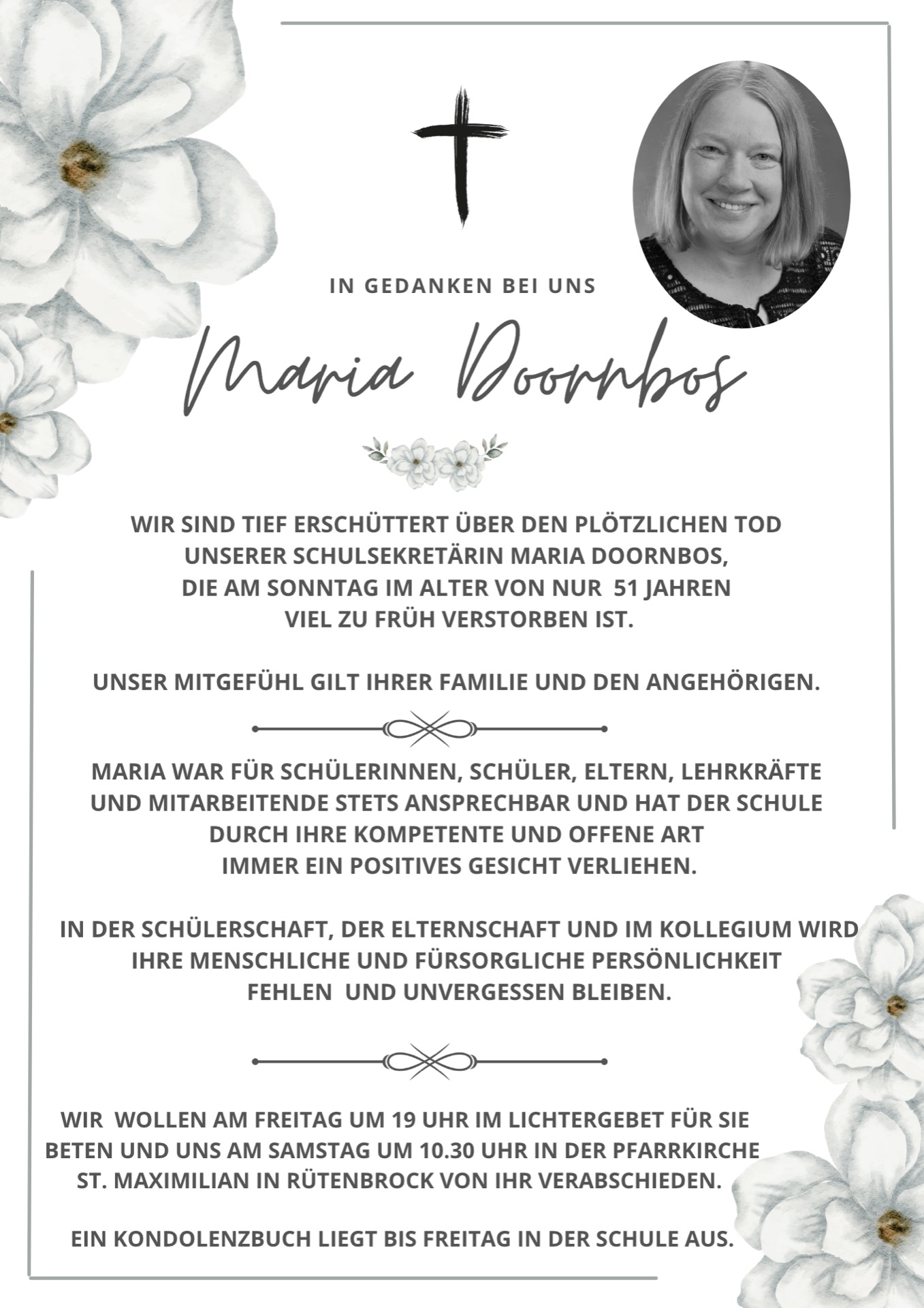 Nachruf für Frau Maria Doornbos - Bild 1