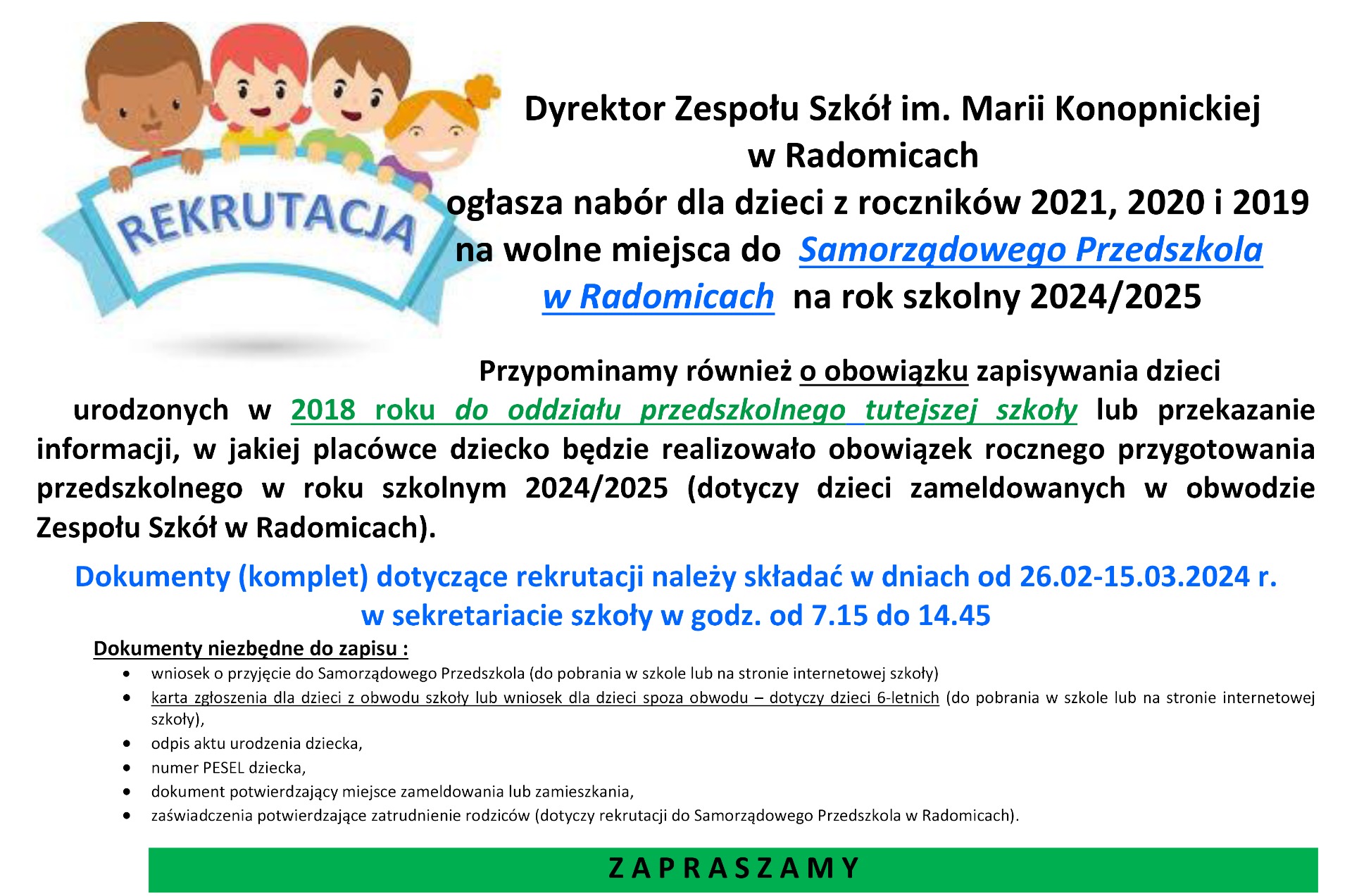 Rekrutacja na rok szkolny 2024 - 2025 - Obrazek 2