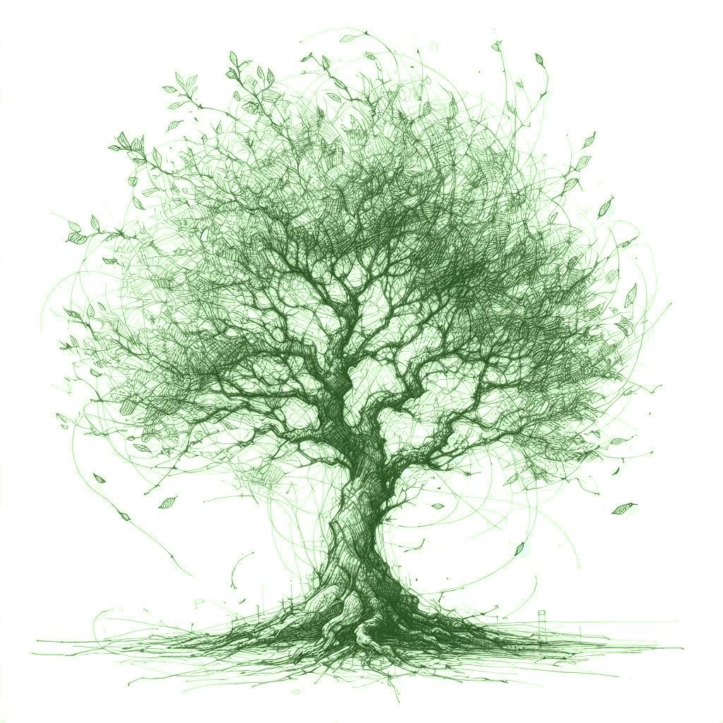 Szkic drzew w kolorze zielonym, wygenerowane przez IA